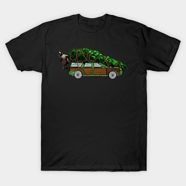 Christmas Tree Vacation Car T-Shirt by Lsutton4